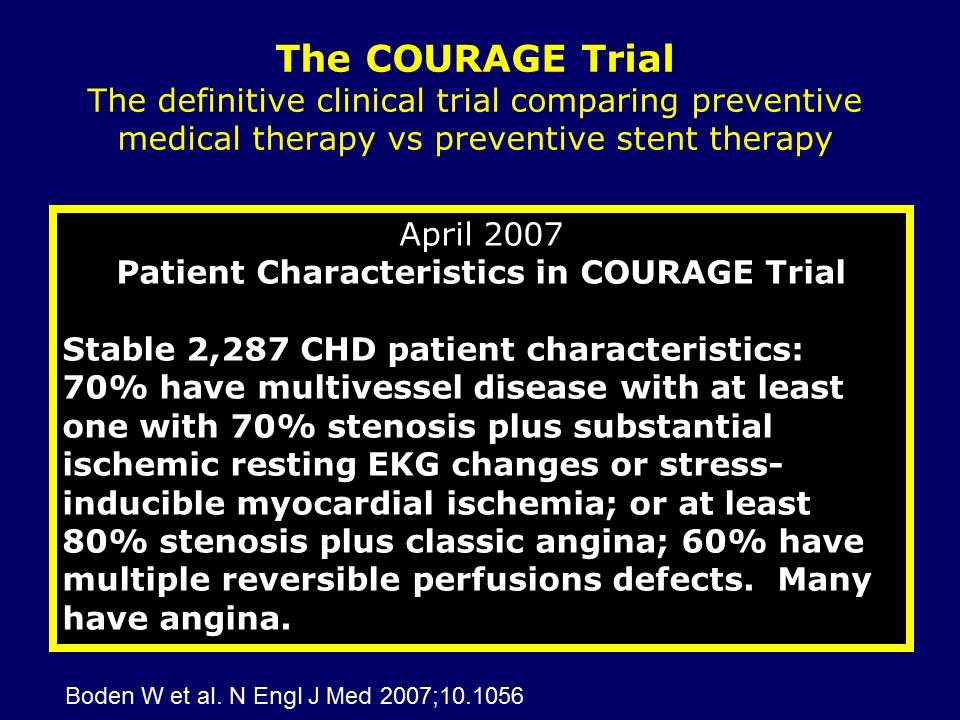 COURAGE Trial Patient Characteristics